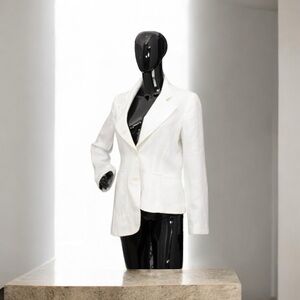 IVAN GRUNDAHL Copenhagen White 100% Linen Asymmetrical Blazer 42 US 10